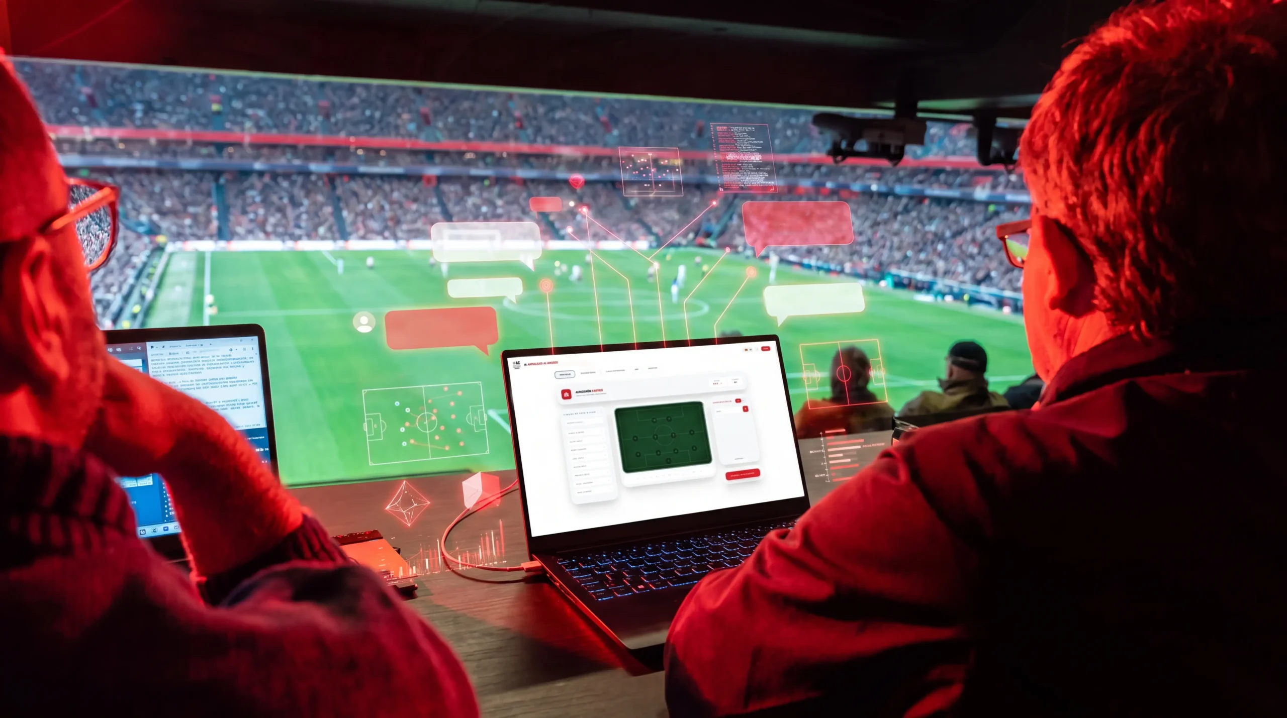 Analistas del Athletic Club usando un sistema de IA para el análisis de partido